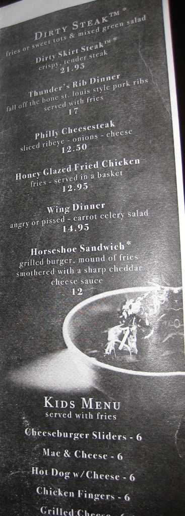 Thunder Jackson's Menu Page 3