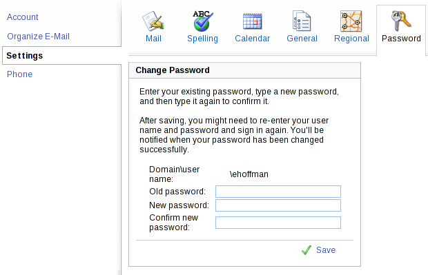 Change Password OWA
