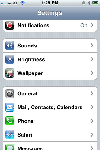 Settings -> General